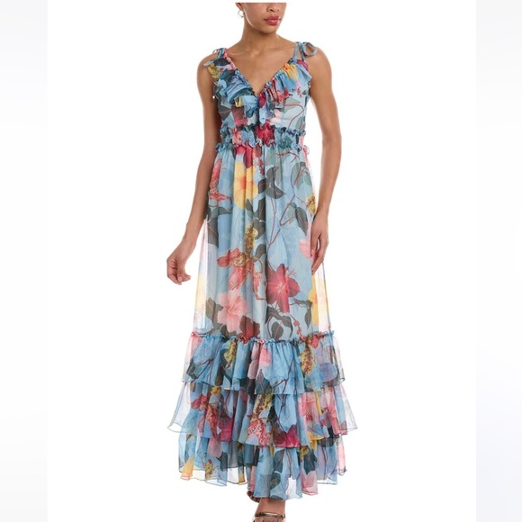 PatBo Hibiscus Ruffle Maxi Dress - Picture 1 of 6